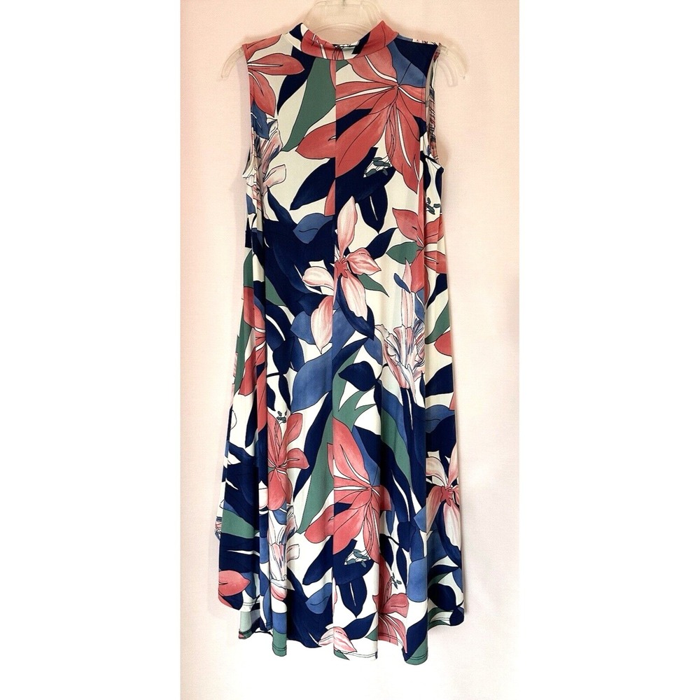 Blooms In The City Dress Women's M Floral Hi Low Stretch Lightweight Made In USA - Picture 2 of 8
